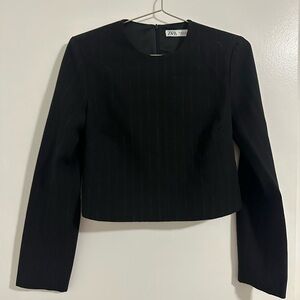 Zara Black Women's Pinstripe Top With Detailed Back